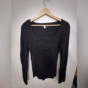 Nine West Black Ribbed Top L